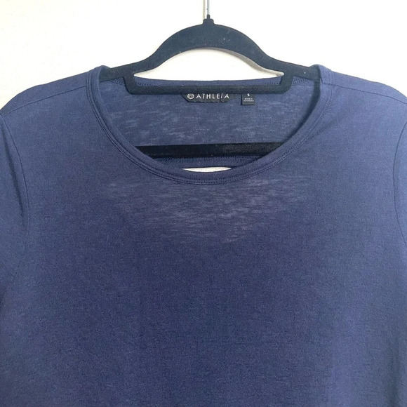 Athleta Breezy Navy Blue Cutout Back Semi-sheer Long Sleeve Top Small Women’s - Picture 3 of 12